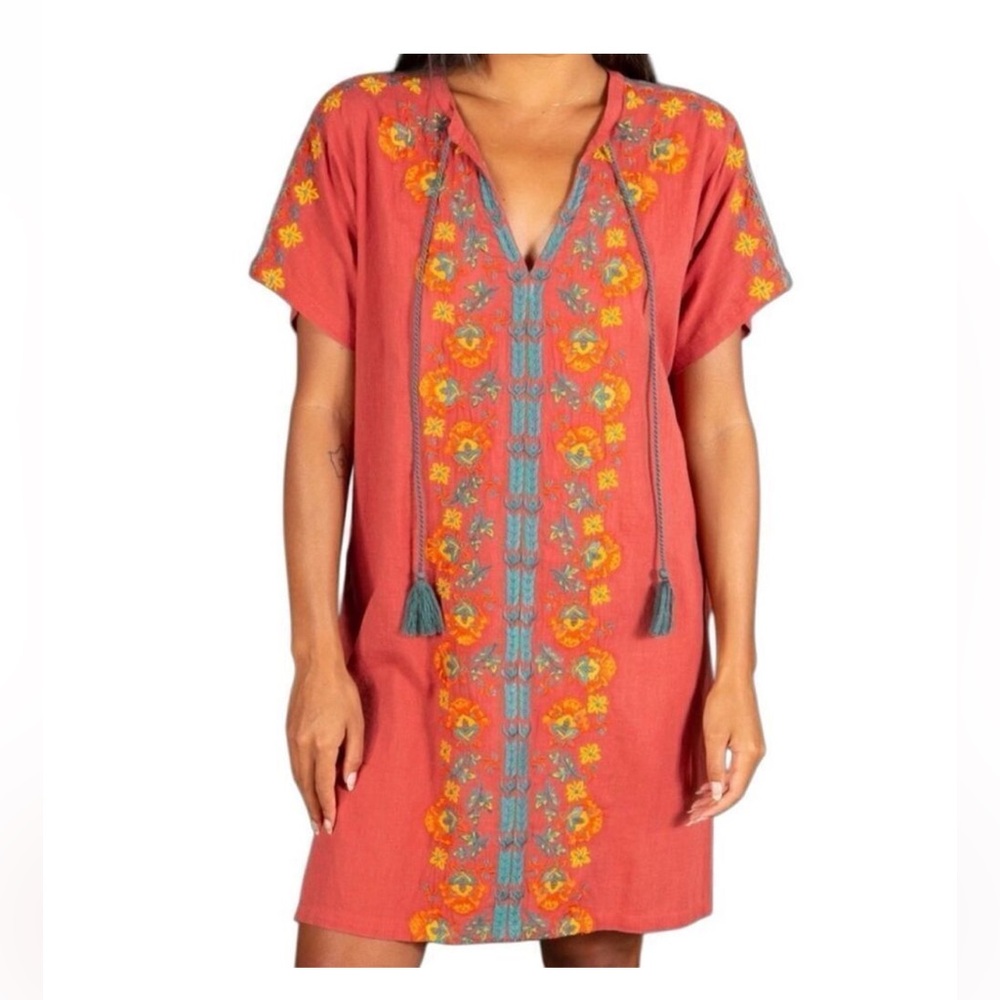 Natural Life 100% Cotton Embroidered Shift Style Dress Boho Hippie